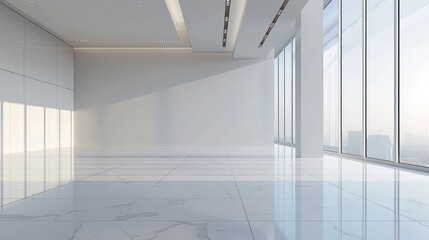 Obraz premium Expansive white space with a clean backdrop, ideal for modern and minimalist themes.