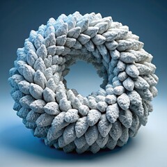 3D Render of a Snow-covered Pinecone Wreath, on isolated white background, Generative AI