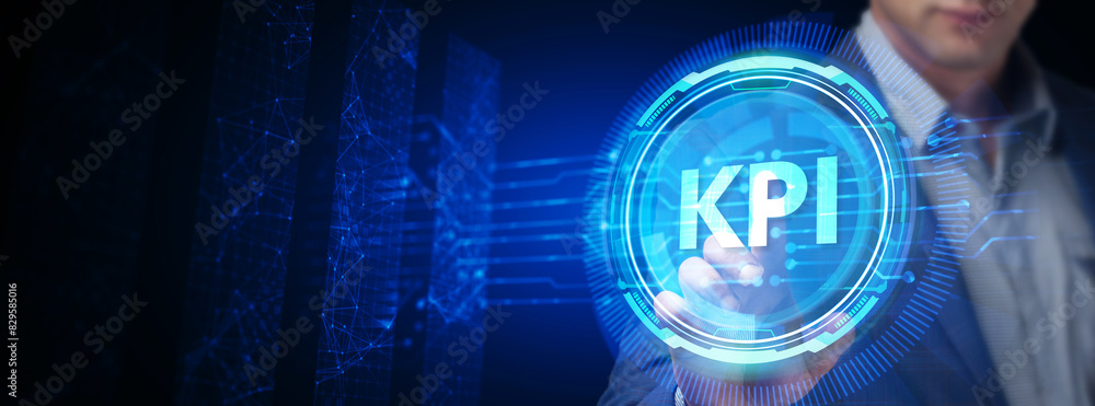 Poster kpi key performance indicator for business concept. business, technology, internet and network conce
