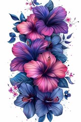 Elegant Watercolor Painting of Purple and Pink Flowers
