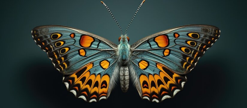 A unique butterfly Cyrestis Thyodamas featuring distinctive patterns set against a copy space image