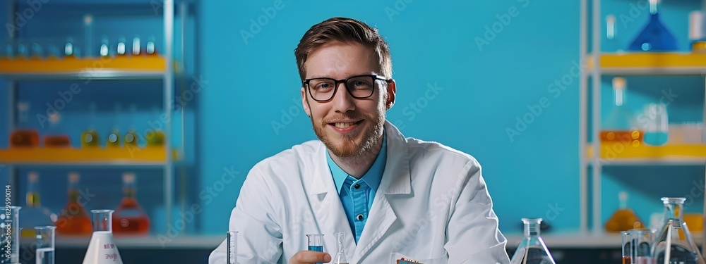 Poster joyous molecular scientist excels in vibrant lab environment