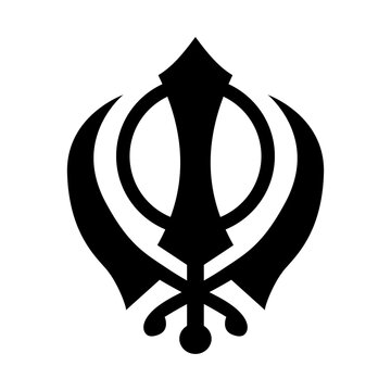 Khanda Sikhism Religious Symbol Silhouette Icon On White Background Isolated Vector