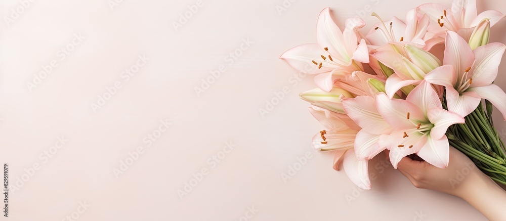 Poster an elegant bouquet of flowers delicately held in the fingertips creating a beautiful and captivating
