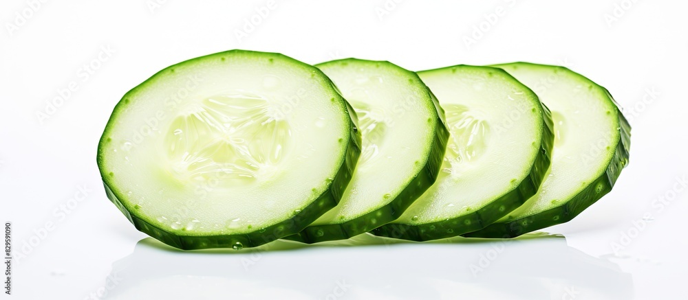 Aufkleber cucumber slice on a white background with copy space image