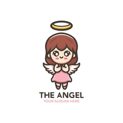 Cute Angel Logo Design Cartoon Character