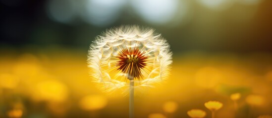 Macro image of a yellow dandelion with a full screen copy space image