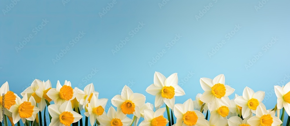 Poster daffodils set against vibrant backdrops with copy space image