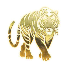 Very realistic golden tiger, alpha channel, transparent background	
