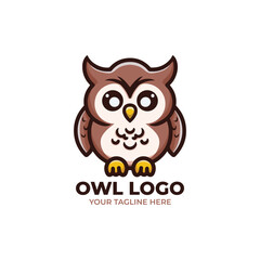 Cute Owl Logo Vector Design