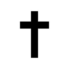 Christian Religion Black Cross Symbol Icon On White Background Vector Illustration