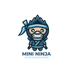Cute Ninja Logo Vector Design