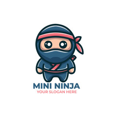 Cute Ninja Logo Vector Design