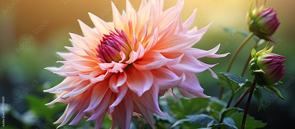Poster gorgeous flower displayed in the garden with a creative touch suitable for a copy space image