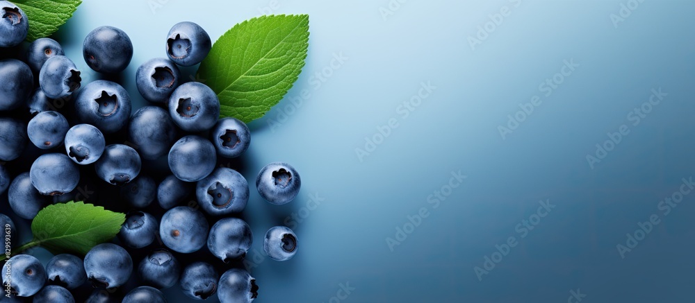 Poster blueberries scattered across a surface with an empty space for adding text or images a copy space im