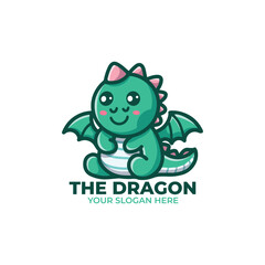 Cute Dragon Logo Vector Design