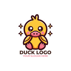 Cute Duck Logo Vector Design