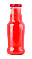 Red juice bottle isolated on white background with clipping path. Healthy lifestyle