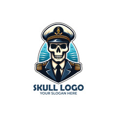 Skull Captain Logo Vector Design