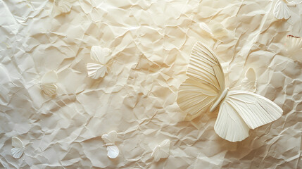 Shining butterfly from paper textured background. Generative AI.
