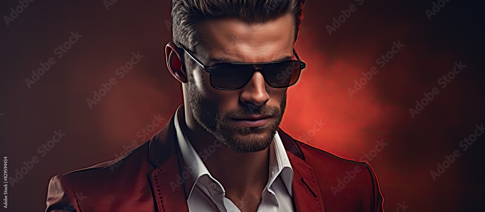 Aufkleber an image featuring a stylish attractive man with a glamorous appearance in a portrait with copy spac