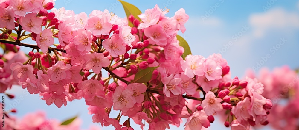 Poster flowers of lagerstroemia calyculata with a beautiful appearance are displayed in the copy space imag