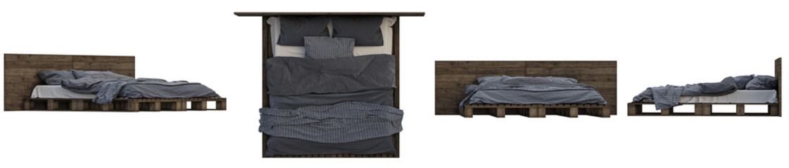Bed isolated on transparent background