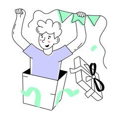 Here’s a doodle mini illustration of surprise gift 