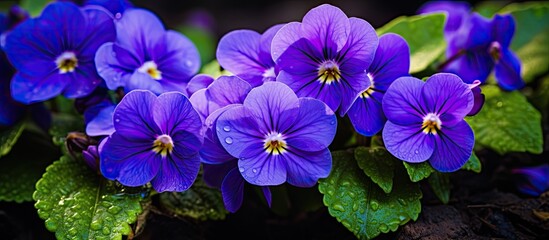 Close up image showing vibrant violets with copy space image
