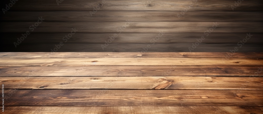 Poster table background with copy space image on empty wooden surface