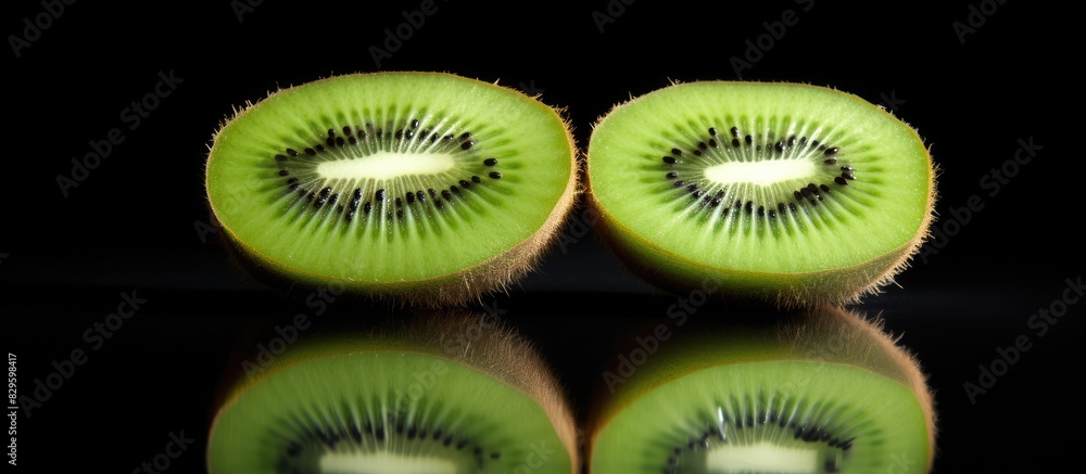 Poster kiwi displayed against a blank backdrop with copy space image shown both sliced and whole