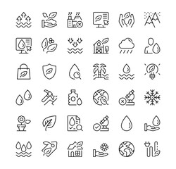 Environment icons set. Vector line icons. Black outline stroke symbols