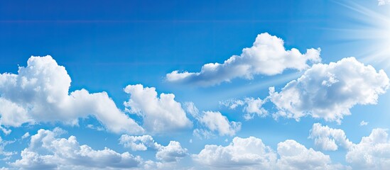 Sunny morning with clear blue sky and some scattered clouds perfect conditions for a pleasant start to the day Ideal for a copy space image