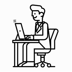 A man is sitting at a desk with a laptop in front of him