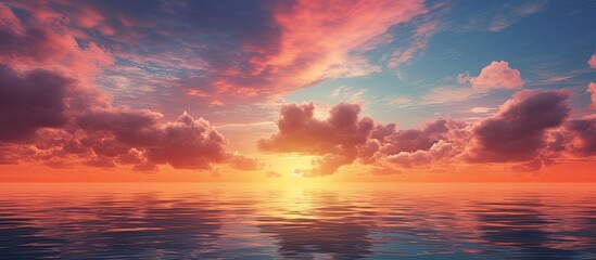 Fototapeta premium Stunning sunset scene with dramatic clouds adding depth and beauty to the sky creating a perfect copy space image