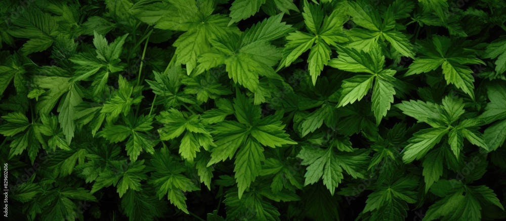 Aufkleber top view of a bush of stinging nettles with nettle leaves creating a botanical pattern of greenery i