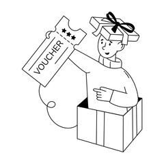 Latest hand drawn mini illustration of gift voucher 