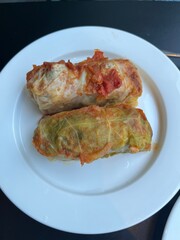 Cabbage rolls in lettuce leaves