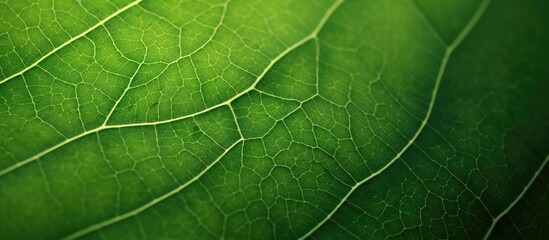 Detailed macro shot capturing the texture of a green leaf with copy space image