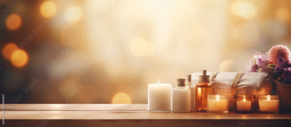 Poster display products on a wooden table bathed in warm sunlight with bokeh adding a soft dreamy effect to