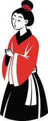 Illustration ink paint art woman with Chinese traditional clothe