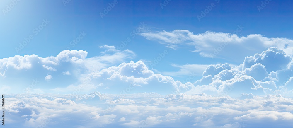 Poster scenic view of a cloud filled clear sky with a beautiful backdrop for a copy space image