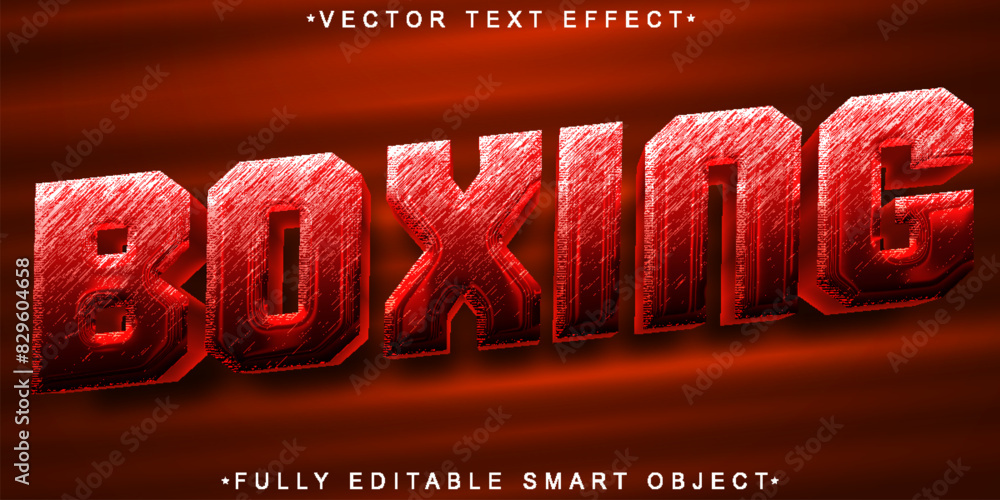 Poster red shiny boxing fighter vector fully editable smart object text effect