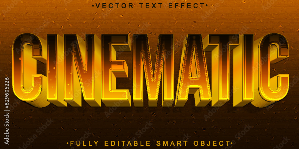 Poster orange dark shiny cinematic vector fully editable smart object text effect