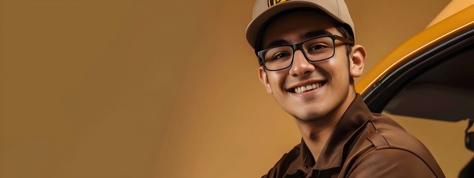 Cheerful UPS Driver in Action A Portrait of Modern Vocation and Dedication