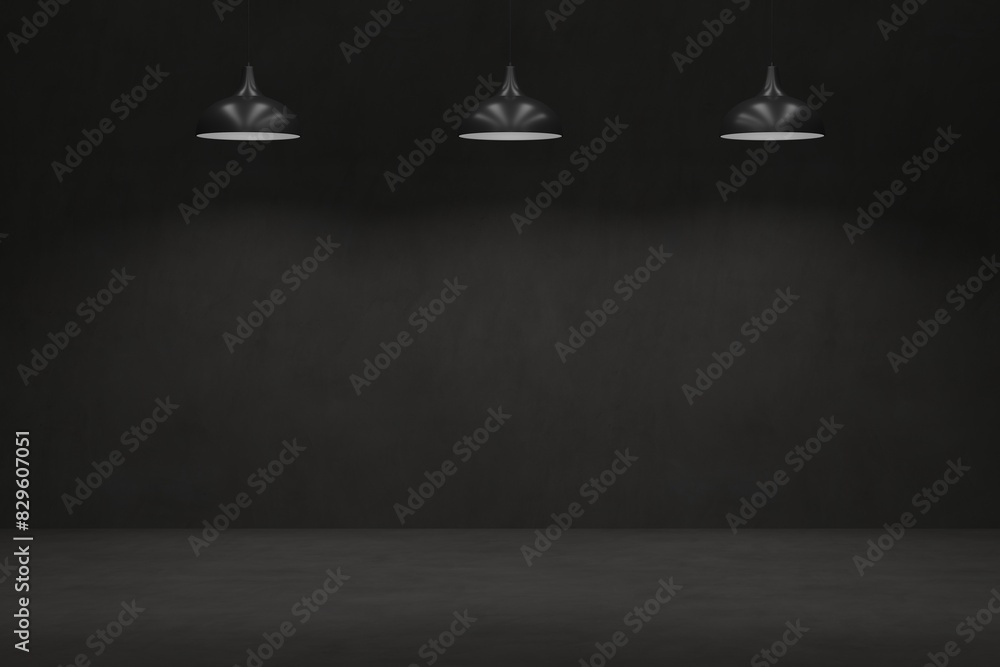 Poster dark empty interior scene minimal style with empty space for products presentation or text for adver