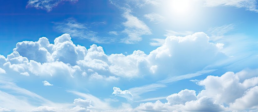 Partly cloudy sky in a bright morning with copy space image