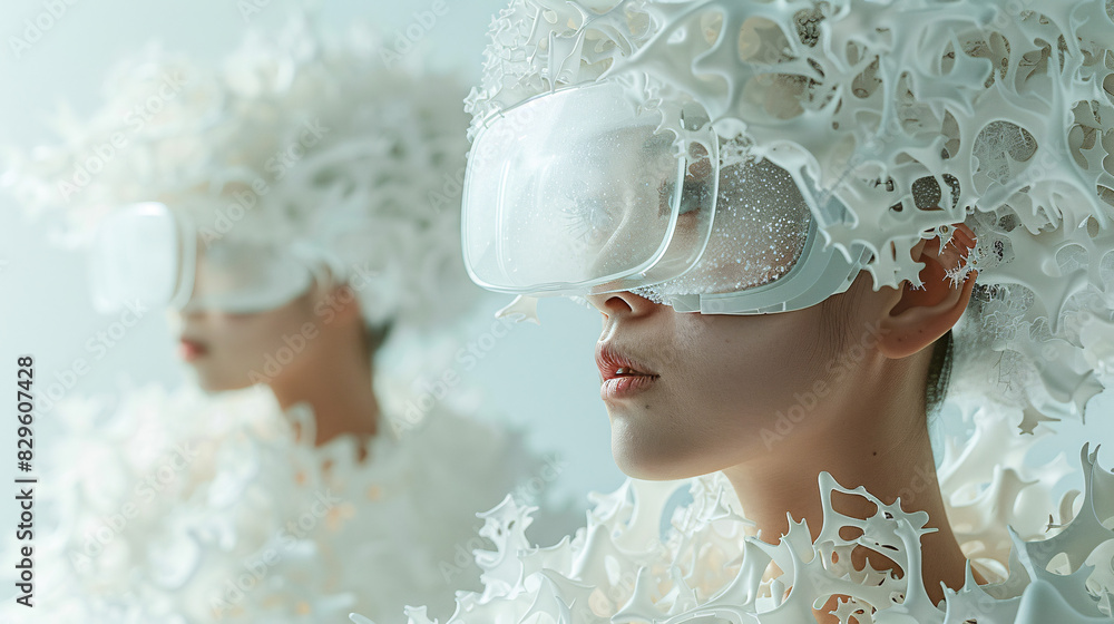 Aufkleber digital twins technology with virtual and physical worlds merging