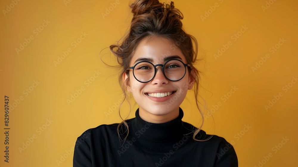 Poster enthusiastic recruiter excels in job search and hiring process on colorful backdrop