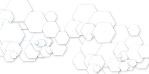 Abstract white and grey seamless hexagon pattern background. Abstract hexagonal concept technology background. Vector Illustration